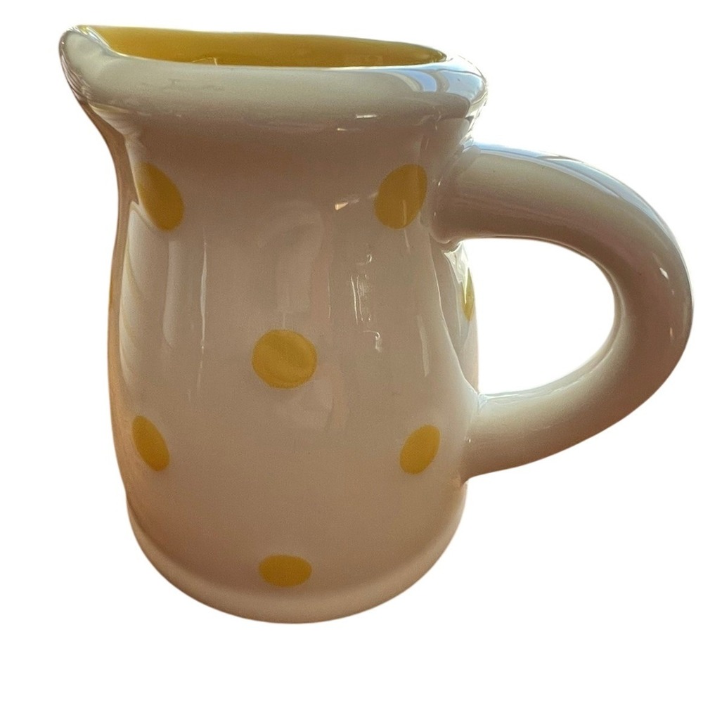 Grace's Pantry Mixing Bowl Set & Pitcher Yellow White Polka Dot Striped 4pc NWOT - Picture 8 of 10
